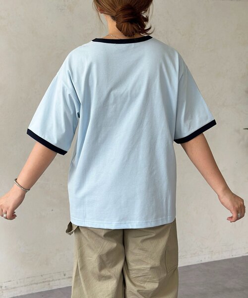 U.S. POLO ASSN.(ユーエスポロアッスン)の「配色リンガーT(Tシャツ/カットソー・メンズ・アイボリー/ホワイト/サックスブルー・MEDIUM/LARGE)」の6枚目の写真