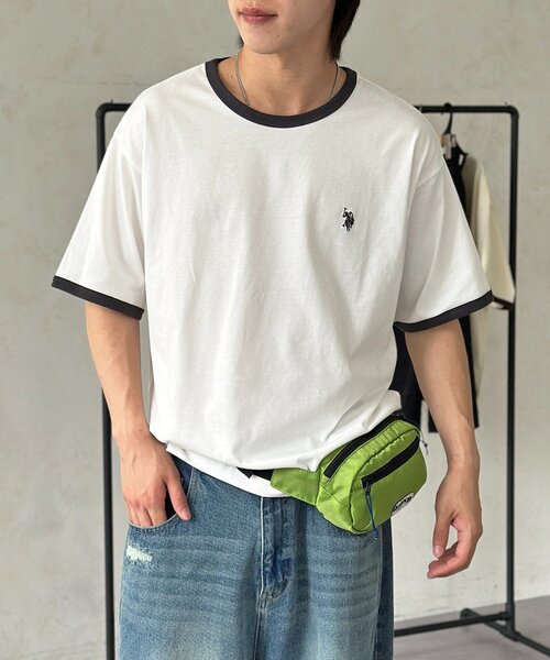 U.S. POLO ASSN.(ユーエスポロアッスン)の「配色リンガーT(Tシャツ/カットソー・メンズ・アイボリー/ホワイト/サックスブルー・MEDIUM/LARGE)」の8枚目の写真