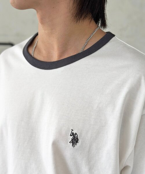 U.S. POLO ASSN.(ユーエスポロアッスン)の「配色リンガーT(Tシャツ/カットソー・メンズ・アイボリー/ホワイト/サックスブルー・MEDIUM/LARGE)」の13枚目の写真