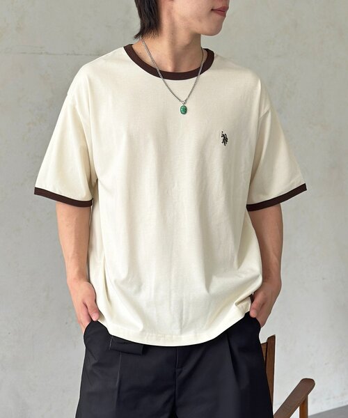 U.S. POLO ASSN.(ユーエスポロアッスン)の「配色リンガーT(Tシャツ/カットソー・メンズ・アイボリー/ホワイト/サックスブルー・MEDIUM/LARGE)」の15枚目の写真