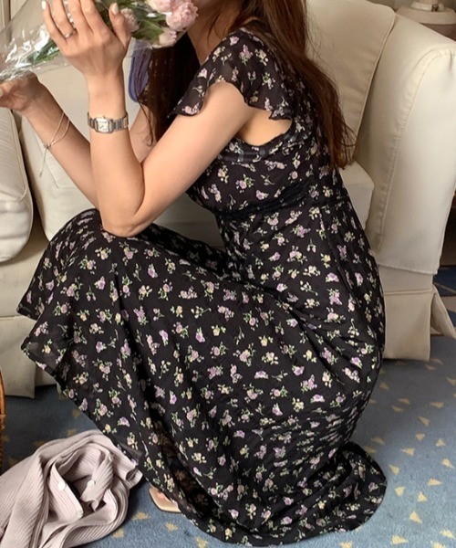 FLINEA（フリネア）の「Vネックレース花柄ワンピース（ワンピース・レディース・ベージュ/ブラック・FREE）」の12枚目の写真