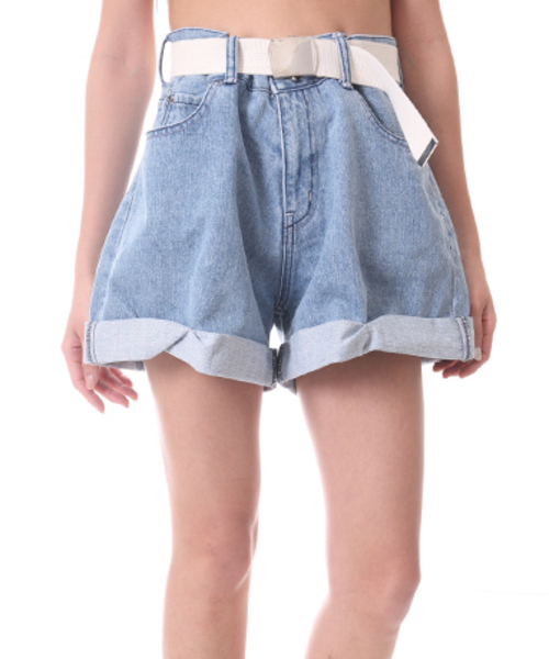 Regalect(リガレクト)の「Solid Bermuda(デニムパンツ・レディース・サックスブルー/ブルー・FREE)」の1枚目の写真