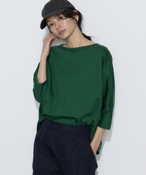 COMME CA Wardrobe(コムサワードローブ)の「〔 +サイズ 〕 トリコット ボートネックプルオーバー(Tシャツ/カットソー・レディース・ホワイト/グリーン/ネイビー・13号)」の2枚目の写真