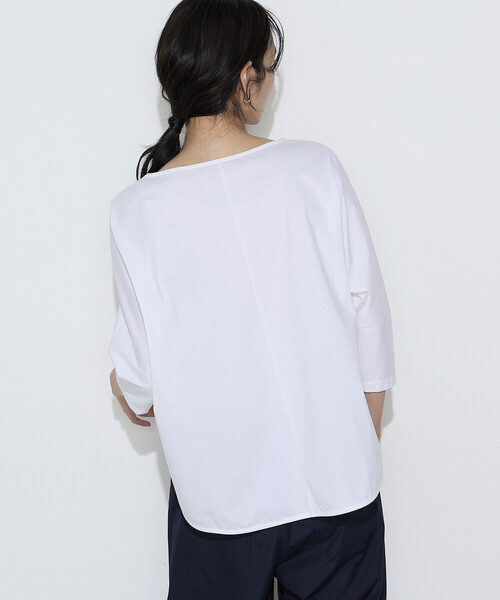 COMME CA Wardrobe(コムサワードローブ)の「〔 +サイズ 〕 トリコット ボートネックプルオーバー(Tシャツ/カットソー・レディース・ホワイト/グリーン/ネイビー・13号)」の8枚目の写真