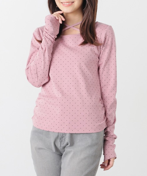 Honeys(ハニーズ)の「ホルター付トップス(Tシャツ/カットソー・レディース・ピンク系その他2/ホワイト系その他2/ブラック系その他2/グレー系その他2・L/S/M)」の4枚目の写真