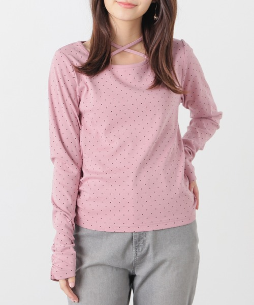 Honeys(ハニーズ)の「ホルター付トップス(Tシャツ/カットソー・レディース・ピンク系その他2/ホワイト系その他2/ブラック系その他2/グレー系その他2・L/S/M)」の12枚目の写真