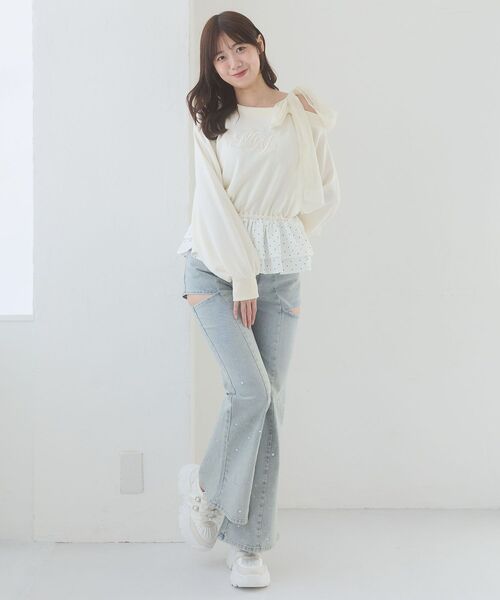 MAJESTIC LEGON(マジェスティックレゴン)の「マルチwayペプラムロゴトップス(Tシャツ/カットソー・レディース・オートミール/ホワイト系その他2/グレー・MEDIUM)」の5枚目の写真