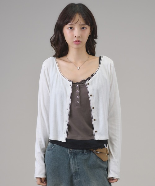 apres jour mignon(アプレジュールミニョン)の「アイレットカーデ(カーディガン/ボレロ・レディース・ボルドー/ピンク/ブラウン系その他/オフホワイト・フリー/LARGE)」の18枚目の写真