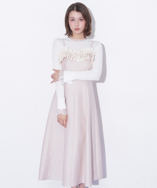 JILL by JILL STUART（ジルバイジルスチュアート）の「ホイップフリルジャンスカ（ジャンパースカート・レディース・ピンク/ブラック・SMALL/MEDIUM）」の2枚目の写真