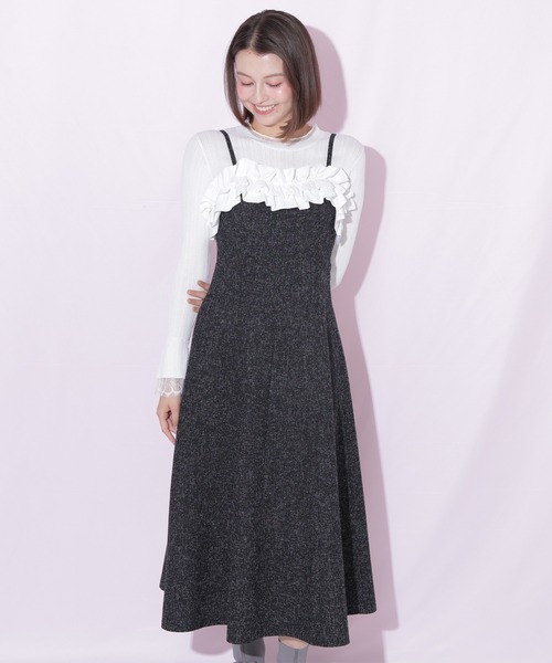 JILL by JILL STUART（ジルバイジルスチュアート）の「ホイップフリルジャンスカ（ジャンパースカート・レディース・ピンク/ブラック・SMALL/MEDIUM）」の8枚目の写真