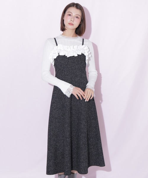 JILL by JILL STUART（ジルバイジルスチュアート）の「ホイップフリルジャンスカ（ジャンパースカート・レディース・ピンク/ブラック・SMALL/MEDIUM）」の6枚目の写真