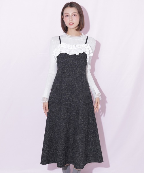 JILL by JILL STUART（ジルバイジルスチュアート）の「ホイップフリルジャンスカ（ジャンパースカート・レディース・ピンク/ブラック・SMALL/MEDIUM）」の7枚目の写真
