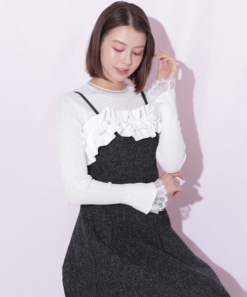 JILL by JILL STUART（ジルバイジルスチュアート）の「ホイップフリルジャンスカ（ジャンパースカート・レディース・ピンク/ブラック・SMALL/MEDIUM）」の3枚目の写真