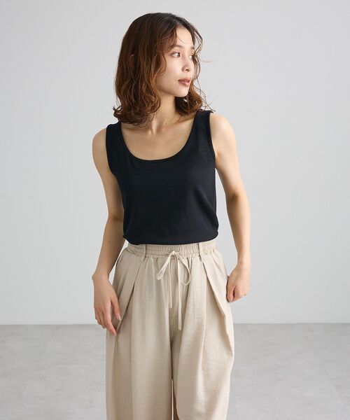 Green Parks(グリーンパークス)の「【UVカット・接触冷感・抗菌加工】機能付テレコリブタンクトップⅢ(タンクトップ・レディース・モカ/チャコールグレー/ホワイト/ブラック・FREE)」の11枚目の写真