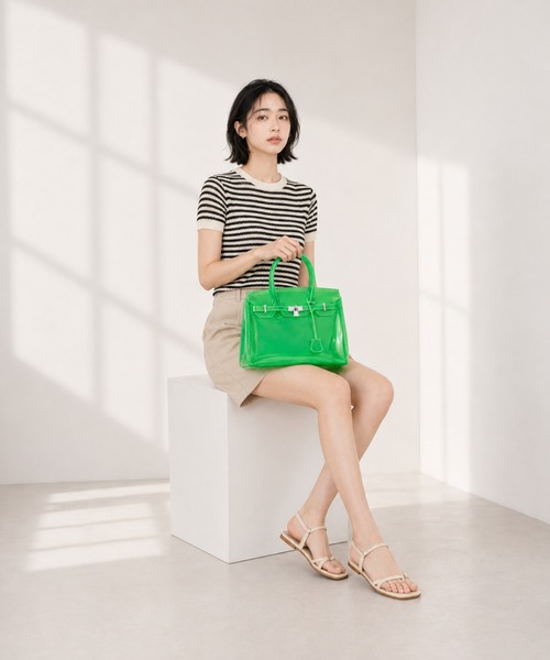 KONVINI（コンビニ）の「【KONVINI select】トレンド ジェリーバッグ JellyBag　クリアバッグ カラーバッグ A4サイズ対応　トレンド　バレエコア（ハンドバッグ・レディース・イエロー/ブルー/グリーン/ライトブルー・FREE）」の5枚目の写真