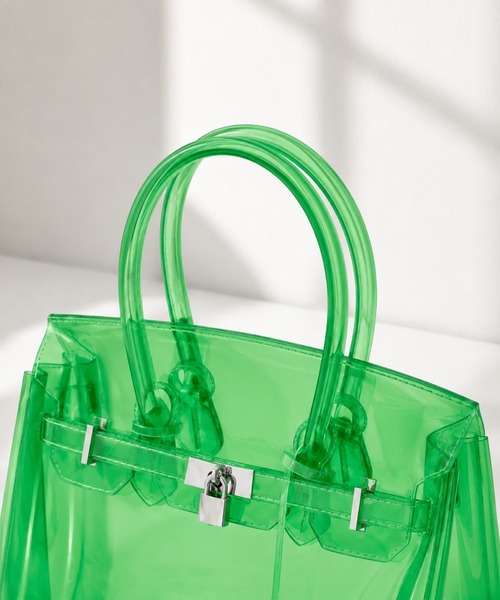 KONVINI（コンビニ）の「【KONVINI select】トレンド ジェリーバッグ JellyBag　クリアバッグ カラーバッグ A4サイズ対応　トレンド　バレエコア（ハンドバッグ・レディース・イエロー/ブルー/グリーン/ライトブルー・FREE）」の7枚目の写真