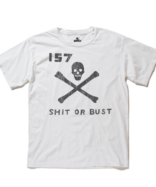 Ol' Basics(オールベーシックス)の「Ol' Basics(オール・ベーシックス) 半袖Tシャツ ヴィンテージライク ガーメントダイ スカルイラスト ひび割れ クラックプリント Tシャツ 半袖 トップス カットソー アメカジ カジュアル メンズ レディース ユニセックス(Tシャツ/カットソー・メンズ・カーキ/オレンジ系/ネイビー/スミクロ/ホワイト・L/XL/M)」の1枚目の写真