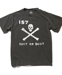 Ol' Basics(オール・ベーシックス) 半袖Tシャツ ヴィンテージライク ガーメントダイ スカルイラスト ひび割れ クラックプリント Tシャツ 半袖 トップス カットソー アメカジ カジュアル メンズ レディース ユニセックス
