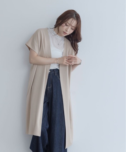 maviru(マヴィル)の「ボタンレス ライト ロング ジレ(カーディガン/ボレロ・レディース・ブラック/ブルーグレー/グレイッシュベージュ・FREE)」の18枚目の写真