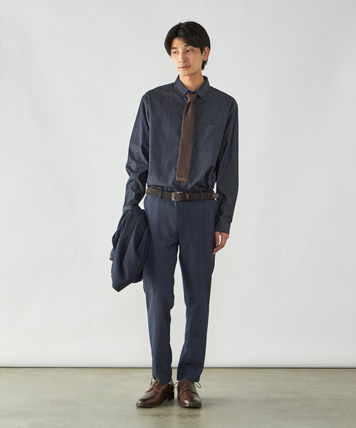 COMME CA ISM(コムサイズム)の「播州織 デニムライクシャンブレー ボタンダウンシャツ(シャツ/ブラウス・メンズ・ブルー/ネイビー・M/L)」の3枚目の写真