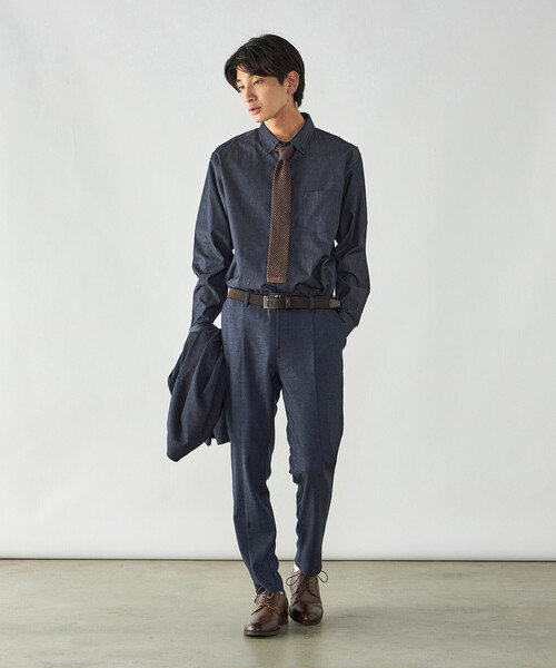 COMME CA ISM(コムサイズム)の「播州織 デニムライクシャンブレー ボタンダウンシャツ(シャツ/ブラウス・メンズ・ブルー/ネイビー・M/L)」の4枚目の写真