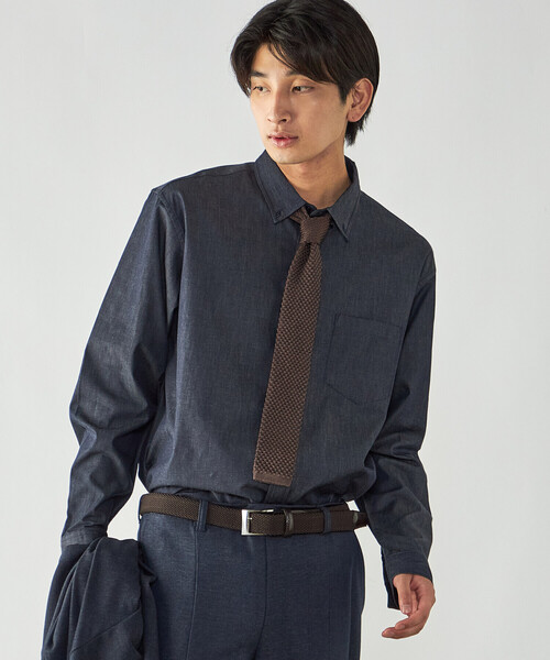 COMME CA ISM(コムサイズム)の「播州織 デニムライクシャンブレー ボタンダウンシャツ(シャツ/ブラウス・メンズ・ブルー/ネイビー・M/L)」の7枚目の写真