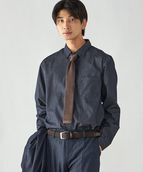 COMME CA ISM(コムサイズム)の「播州織 デニムライクシャンブレー ボタンダウンシャツ(シャツ/ブラウス・メンズ・ブルー/ネイビー・M/L)」の8枚目の写真