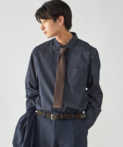 COMME CA ISM(コムサイズム)の「播州織 デニムライクシャンブレー ボタンダウンシャツ(シャツ/ブラウス・メンズ・ブルー/ネイビー・M/L)」の9枚目の写真