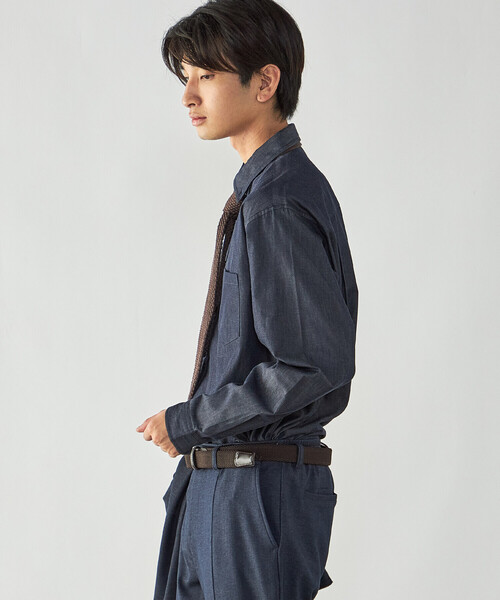 COMME CA ISM(コムサイズム)の「播州織 デニムライクシャンブレー ボタンダウンシャツ(シャツ/ブラウス・メンズ・ブルー/ネイビー・M/L)」の10枚目の写真