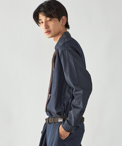 COMME CA ISM(コムサイズム)の「播州織 デニムライクシャンブレー ボタンダウンシャツ(シャツ/ブラウス・メンズ・ブルー/ネイビー・M/L)」の11枚目の写真