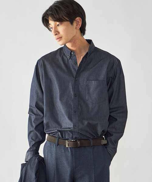 COMME CA ISM(コムサイズム)の「播州織 デニムライクシャンブレー ボタンダウンシャツ(シャツ/ブラウス・メンズ・ブルー/ネイビー・M/L)」の13枚目の写真