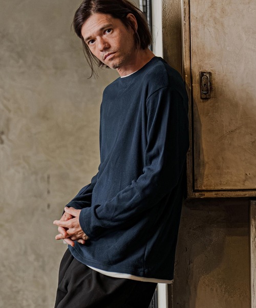 CAMBIO(カンビオ)の「mlt5815-フェイクレイヤードロンT(HLCM0291)(Tシャツ/カットソー・メンズ・ネイビー/ブルー/モカ・S/M/L)」の9枚目の写真