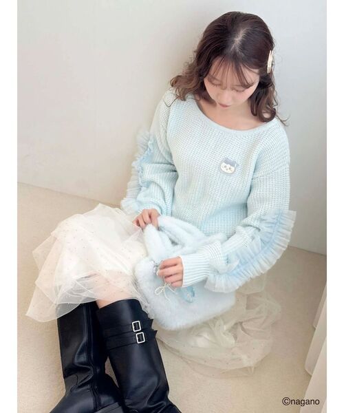 dazzlin(ダズリン)の「【ちいかわ/dazzlin specialcollection】フリルスリーブニットプルオーバー(ニット/セーター・レディース・イエロー/ピンク/ブルー・FREE)」の2枚目の写真