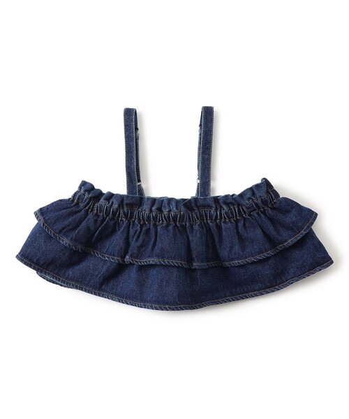 apres les cours(アプレレクール)の「デニム&ジャガードビスチェ(ベスト・キッズ・サックスブルー/ピンク/インディゴブルー・100/120/140)」の1枚目の写真