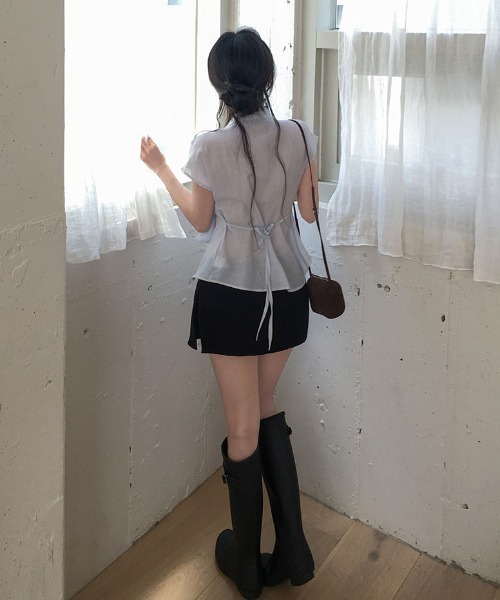 FAVORITO(ファヴォリート)の「リボンブラウス(シャツ/ブラウス・レディース・ダークブルー/ライトブルー/ホワイト・F)」の8枚目の写真