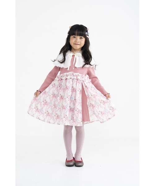 nino(ニノ)の「リボン&フラワーワンピース(ワンピース・キッズ・ピンク/アイボリー・130cm/140cm)」の4枚目の写真