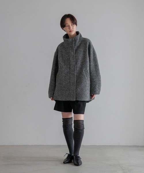 LOWRYS FARM(ローリーズファーム)の「ウーリーテックスタンドミドルブルゾン 812326(ライダースジャケット・レディース・ブラック系その他/アイボリー・FREE)」の3枚目の写真