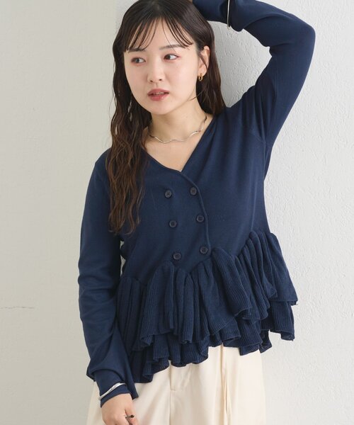 Peplum double button knit — пеплум двубортный вязаный топ