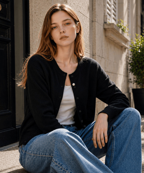SLOWLOLLI(スローローリ)の「Henley button cardigan_4 Colors(カーディガン/ボレロ・レディース・ブラック/ベージュ/バーガンディー/チャコール・FREE)」の9枚目の写真