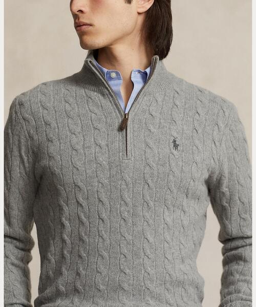 POLO RALPH LAUREN(ポロ ラルフ ローレン)の「ケーブルニット クォータージップ セーター(ニット/セーター・メンズ・グレー系・S/M/L/XS/XXL)」の4枚目の写真