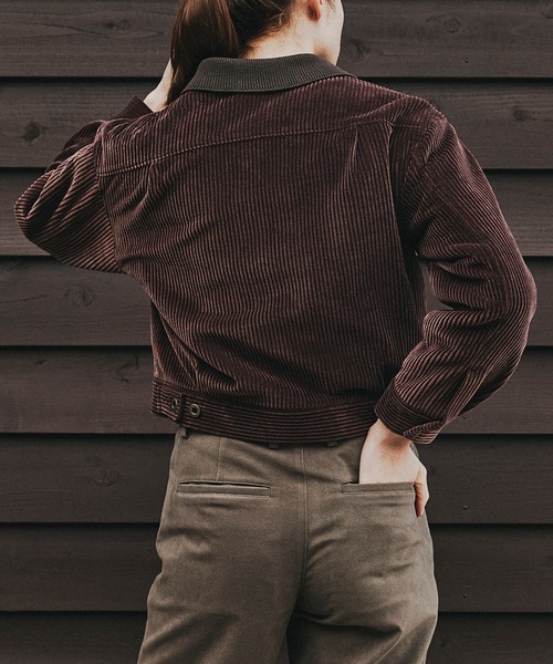 SEAGREEN（シーグリーン）の「SEAGREEN(シーグリーン) WIDE WALE CORDUROY TRACKER JACKET ワイドウェールコーデュロイトラッカージャケット（ブルゾン・レディース・ブラウン・2）」の2枚目の写真