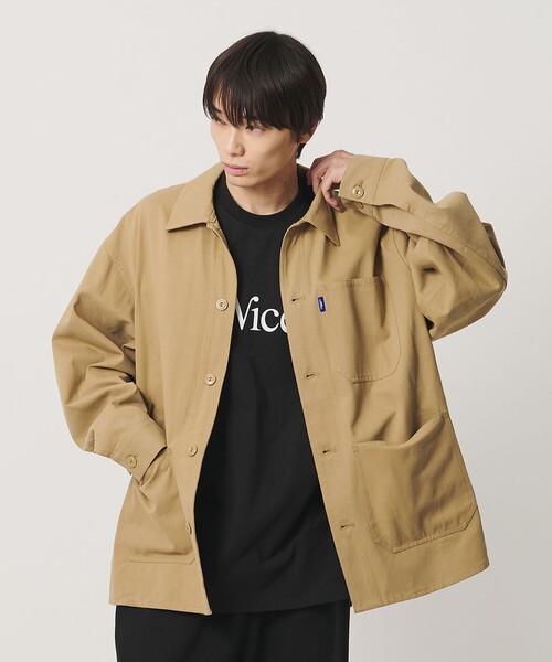 NICE WEATHER(ナイスウェザー)の「<NICE WEATHER>フレンチ カバーオール(カバーオール・メンズ・ベージュ/コバルトブルー・M/L/S)」の3枚目の写真