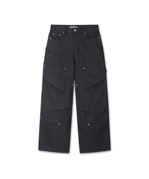 9999ARCHIVE(9999アーカイブ)の「Vintage Rugged Grain Double-Knee Pants(その他パンツ・メンズ・ブラック・3/2/1)」の1枚目の写真
