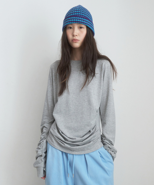 Majournee(マジョネ)の「シャーリングディテールTシャツ_メランジ(Tシャツ/カットソー・レディース・その他・OS)」の1枚目の写真