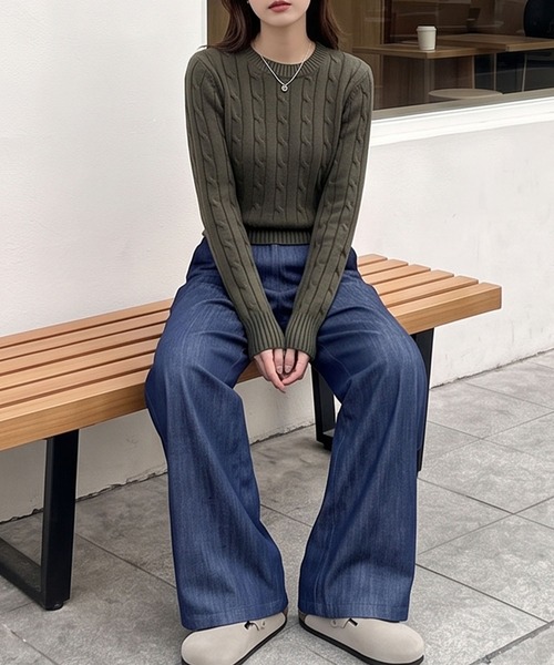 BLoomMe(ブルームミー)の「上品な抜け感で着こなす、ハイウエストタックワイドパンツ(スラックス・レディース・ホワイト/グレー/ブラック/ネイビー・M)」の19枚目の写真