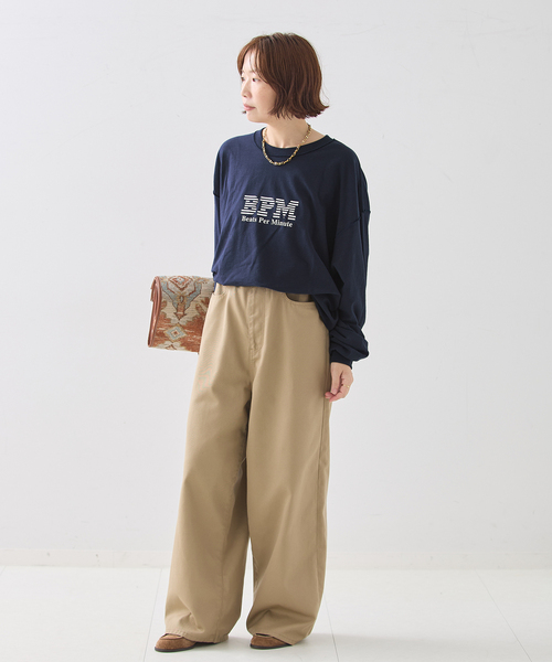 journal standard L'essage(ジャーナルスタンダードレサージュ)の「ISNESS MUSIC/イズネス ミュージック BPM LS Tシャツ(Tシャツ/カットソー・レディース・ネイビー・FREE)」の2枚目の写真