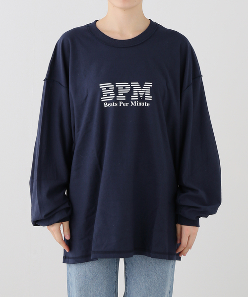 journal standard L'essage(ジャーナルスタンダードレサージュ)の「ISNESS MUSIC/イズネス ミュージック BPM LS Tシャツ(Tシャツ/カットソー・レディース・ネイビー・FREE)」の7枚目の写真