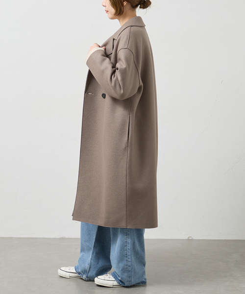 journal standard L'essage(ジャーナルスタンダードレサージュ)の「HARRIS WHARF LONDON 別注 Women dropped shoulder d.b. コート(その他アウター・レディース・ネイビー/パープル/ベージュ系その他・40)」の5枚目の写真