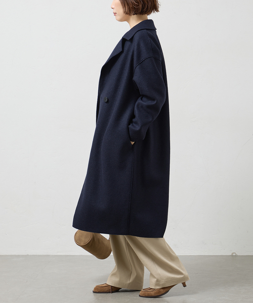 journal standard L'essage(ジャーナルスタンダードレサージュ)の「HARRIS WHARF LONDON 別注 Women dropped shoulder d.b. コート(その他アウター・レディース・ネイビー/パープル/ベージュ系その他・40)」の8枚目の写真