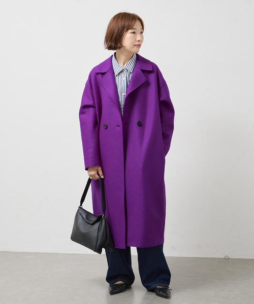 journal standard L'essage(ジャーナルスタンダードレサージュ)の「HARRIS WHARF LONDON 別注 Women dropped shoulder d.b. コート(その他アウター・レディース・ネイビー/パープル/ベージュ系その他・40)」の10枚目の写真